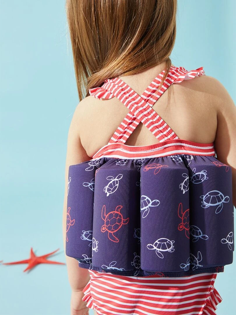 Maillot bouée à imprimé tortue marine/rouge Archimède Bleu
