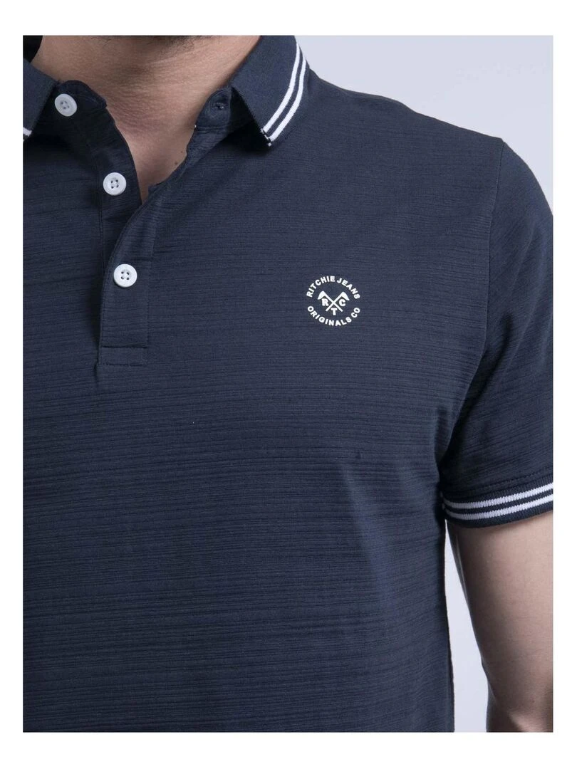 Polo manches courtes pur coton PILIAS   Bleu marine