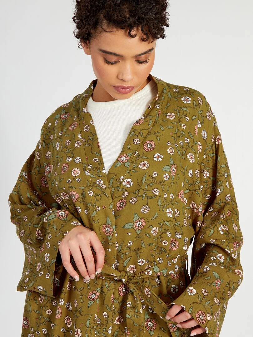 Peignoir en twill à motif   Jaune