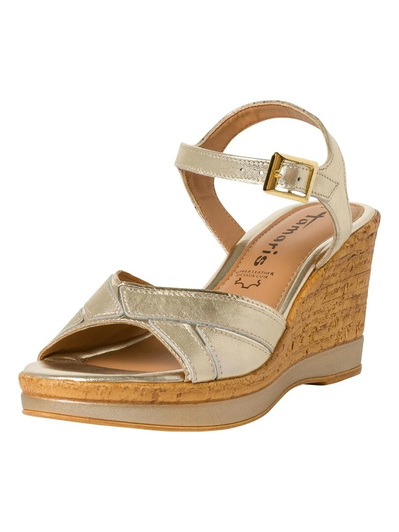 Sandales Compensés Cuir Tamaris   Doré/or