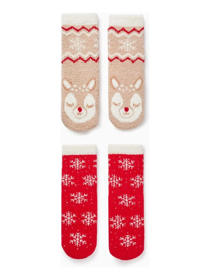 Pack 2 Paires de Chaussettes Antidérapantes pour Enfant 'Noël' NOËL Multicolore