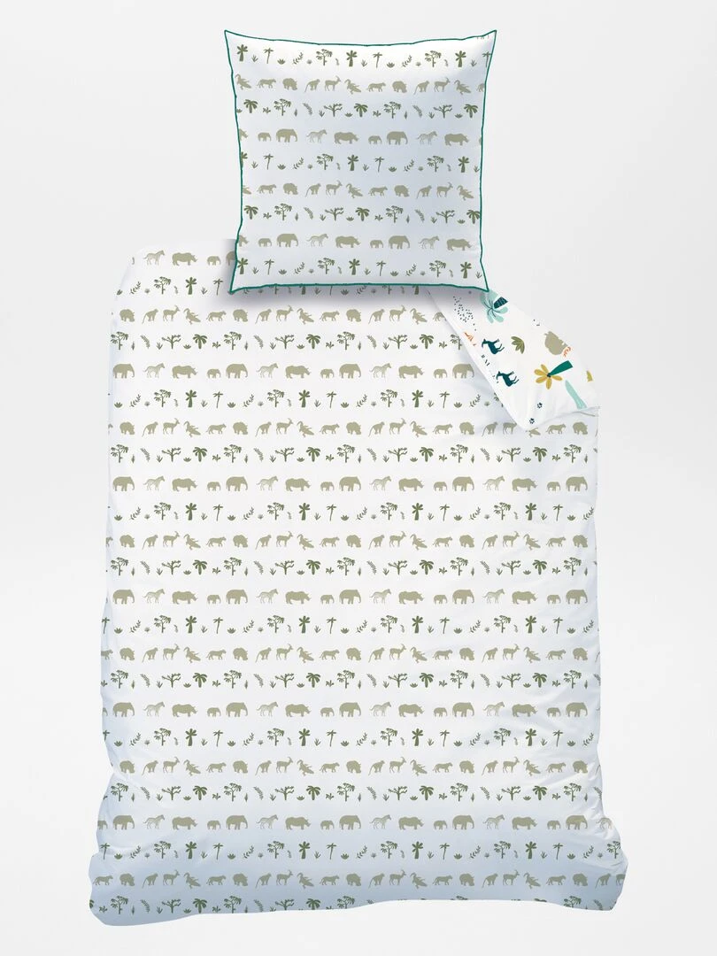 Parure de lit 1 personne réversible   Blanc