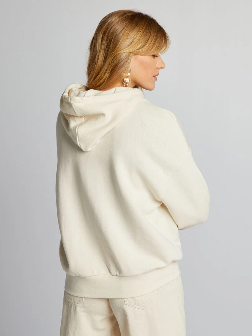 Sweat en molleton à capuche   Beige