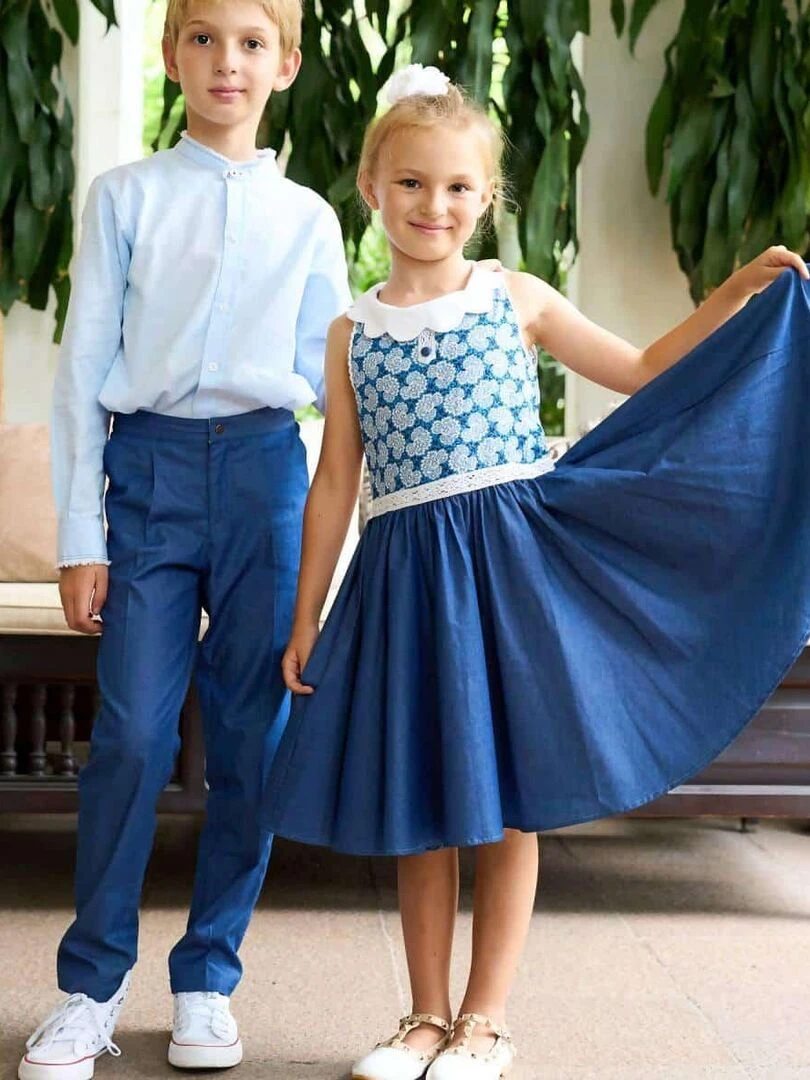 Pantalon à Pinces Garçon Coton Bleu Marine AMBROISE La Faute à Voltaire Bleu marine