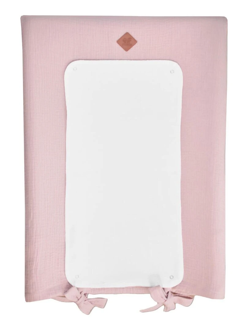 Housse de matelas à langer en gaze de coton Jeanne Vieux rose