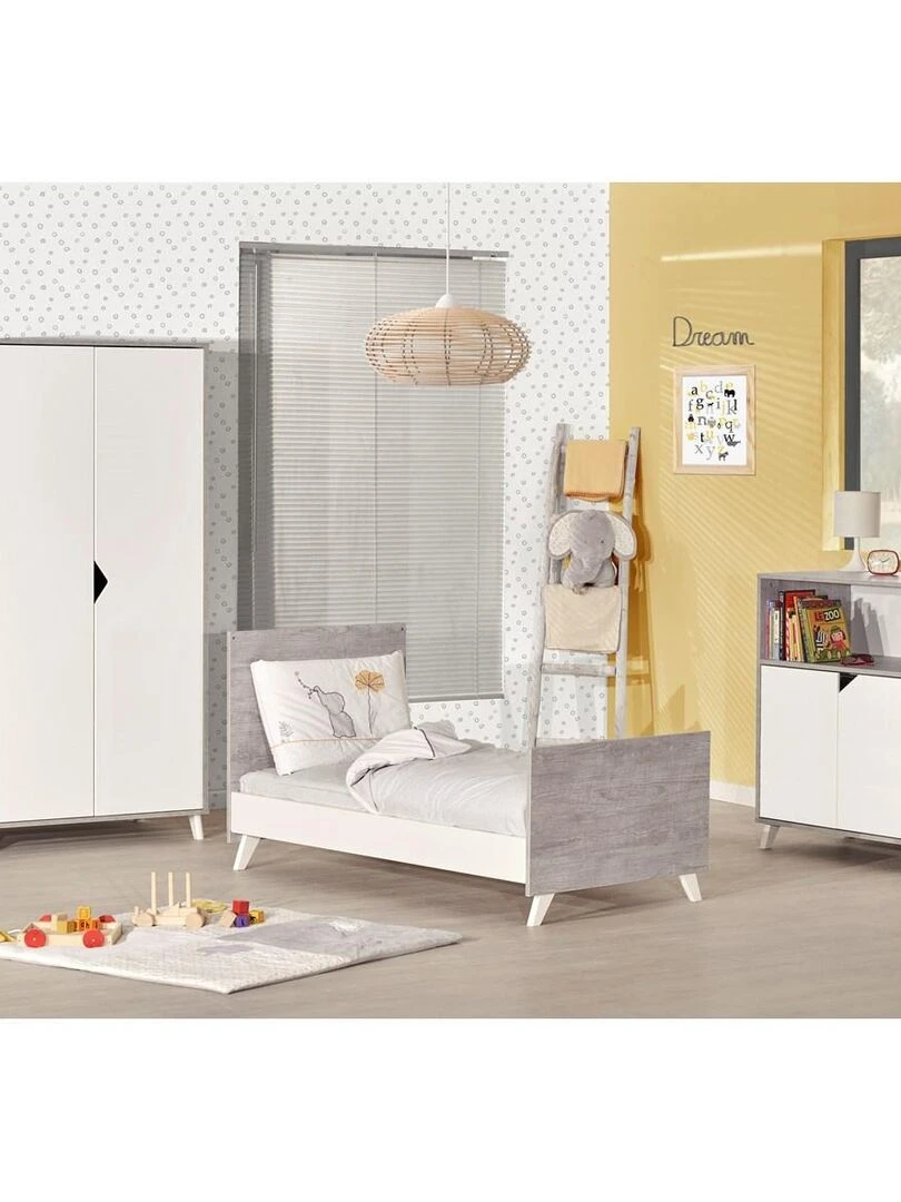 Lit évolutif SCANDI   BABYPRICE   Blanc Gris