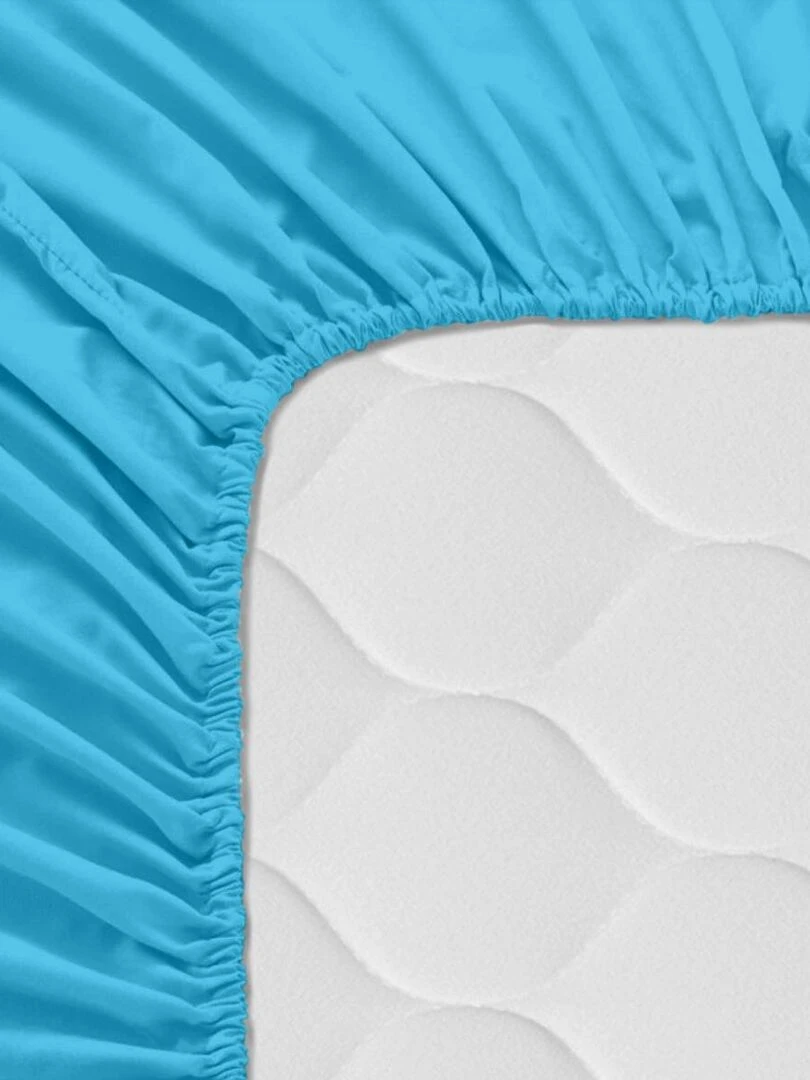 Drap housse Basic Berceau "Happyfriday" Bleu turquoise