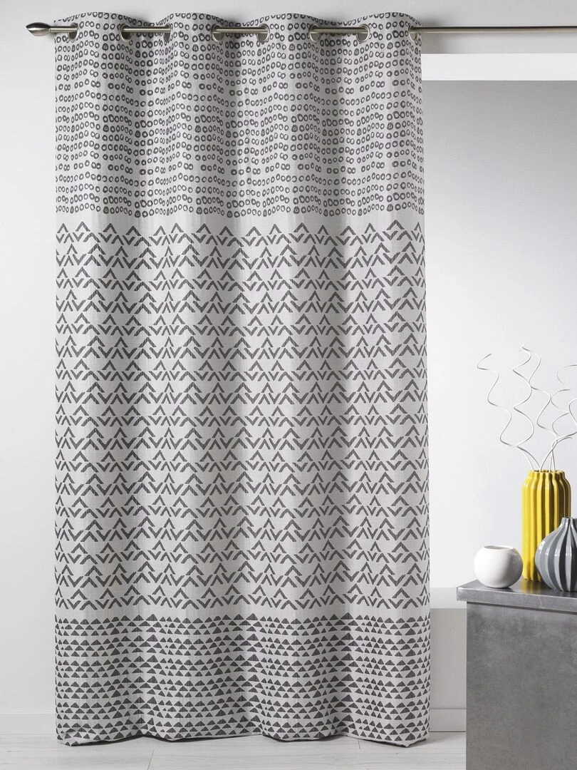 Rideau en jacquard aux motifs fantaisies Gris clair