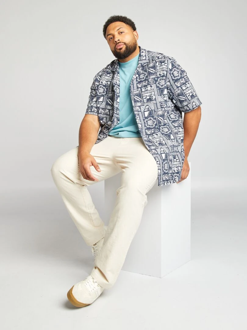 Chemise à manches courtes avec imprimé Bleu