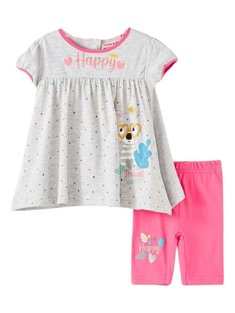 Lee Cooper Ensemble T shirt legging bébé fille Imprimé Logo Gris