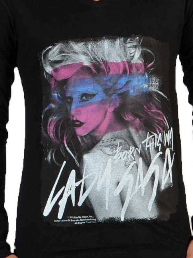Tee Shirt Little Eleven Paris Gaga LS Mixte Garçon  Fille  Lady Gaga Noir   Noir