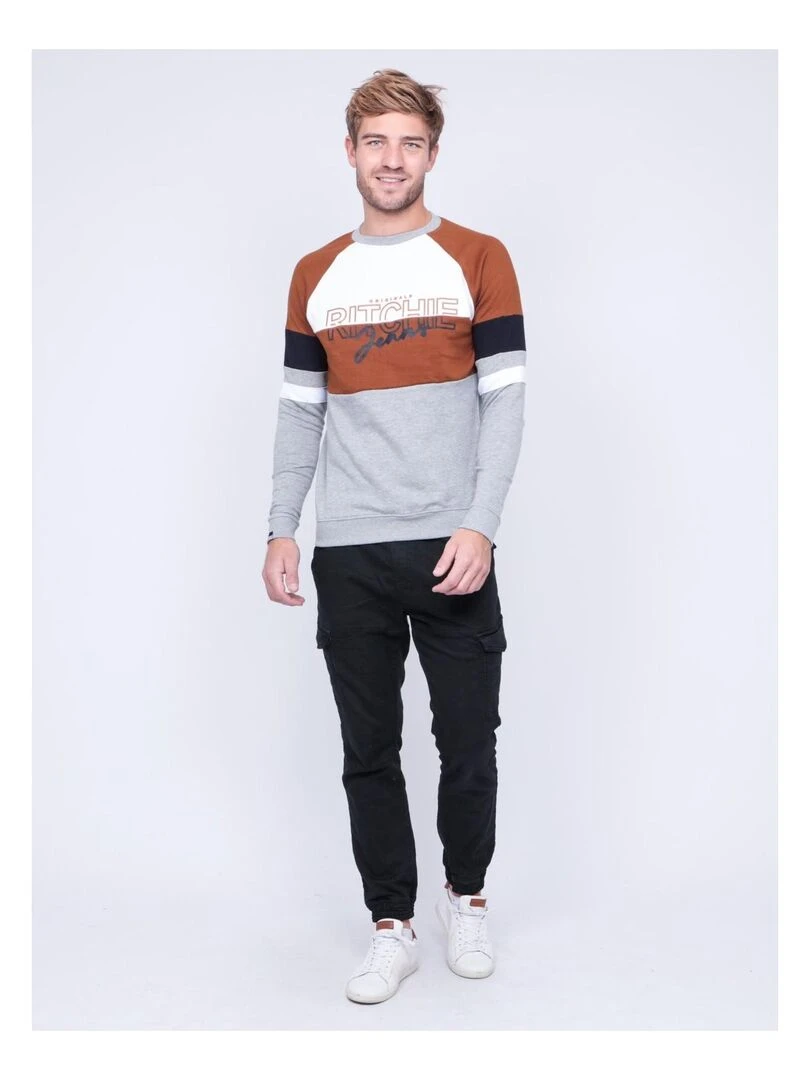 Sweat col rond WOLBERT   Marron glacé