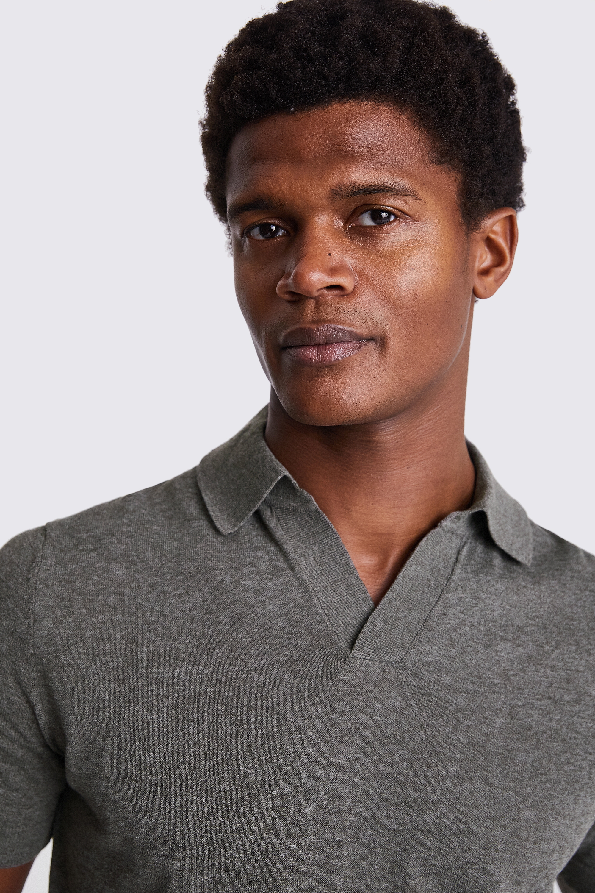 Linen Blend Light Sage Skipper Polo   Buy Online at Moss