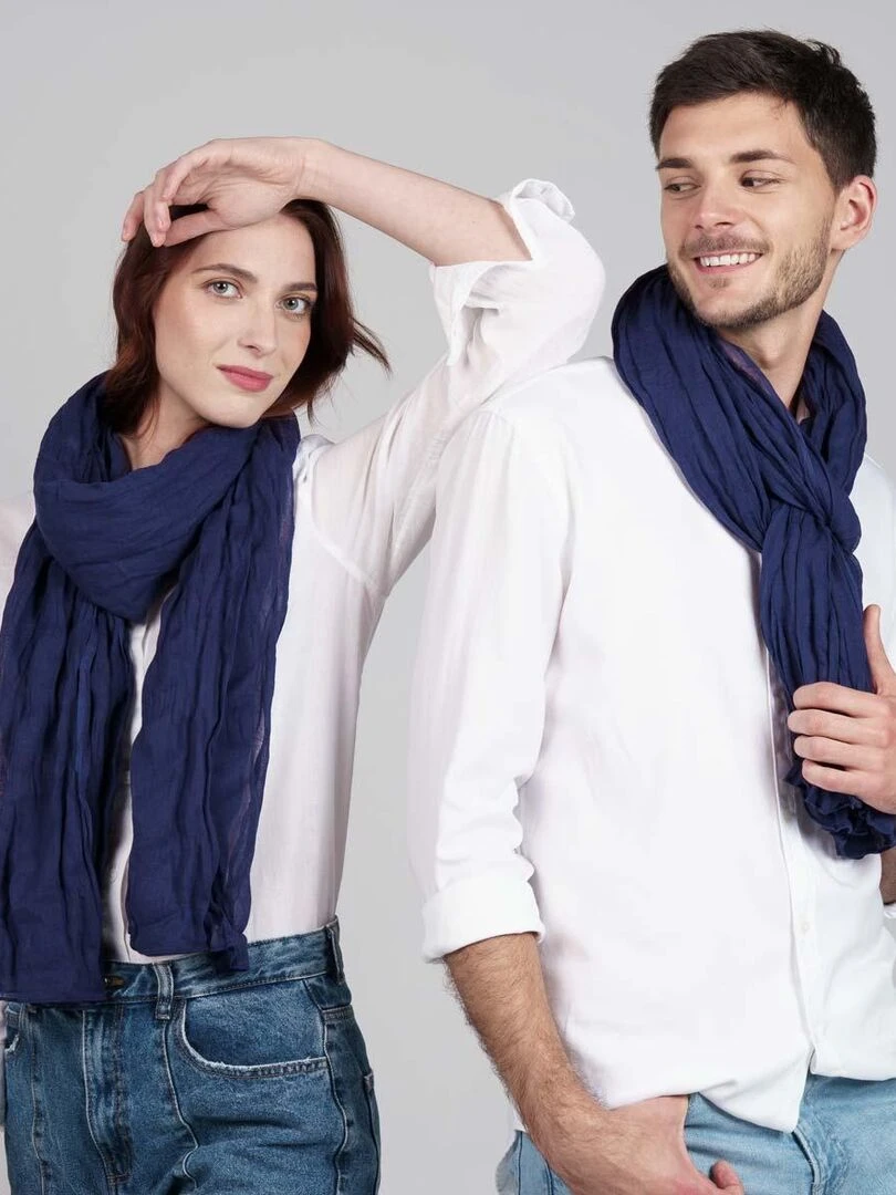 Chèche coton Uni Bleu marine