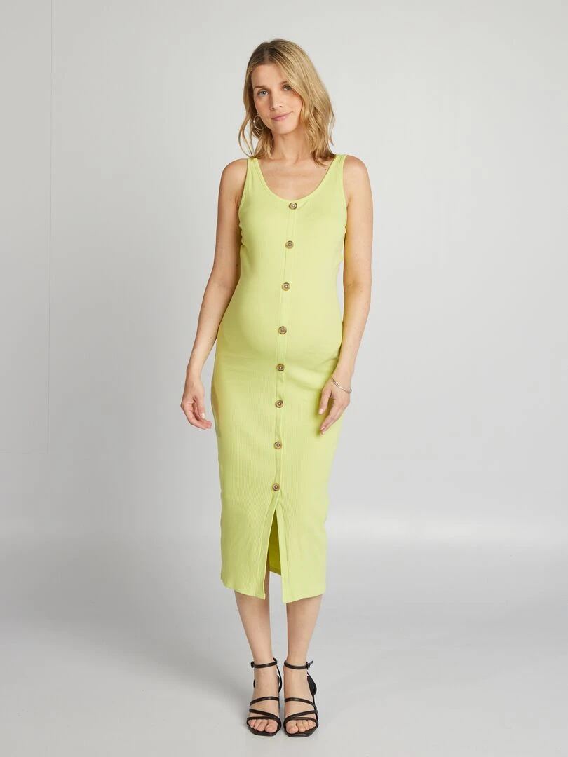Robe longue côtelée grossesse Vert