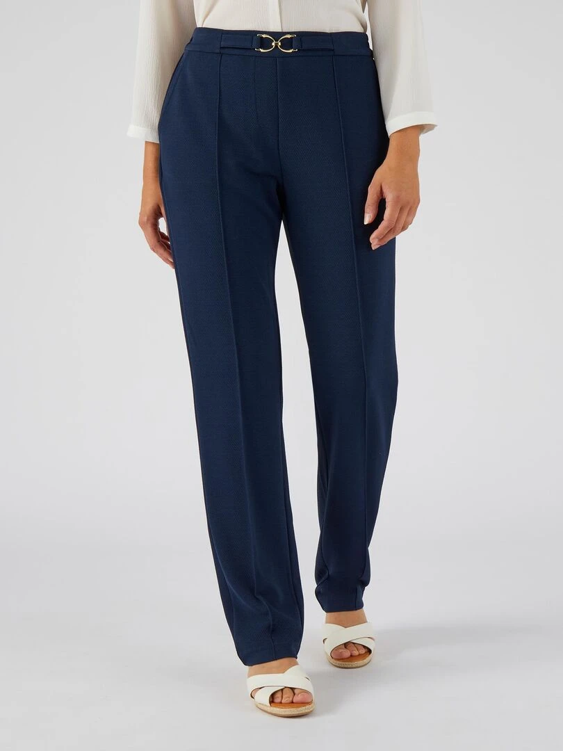 Pantalon crêpe enfilable à boucles Damart Bleu marine