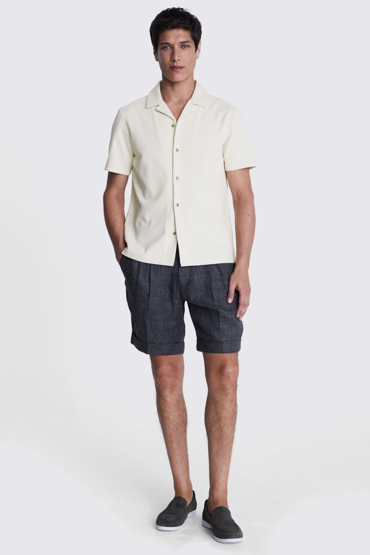Ecru Knitted Cuban Collar Shirt Buy Online at Moss
