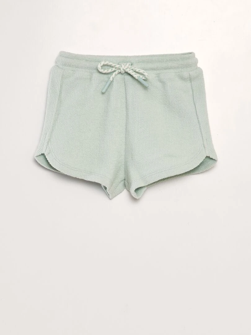 Short uni style matière éponge bleu