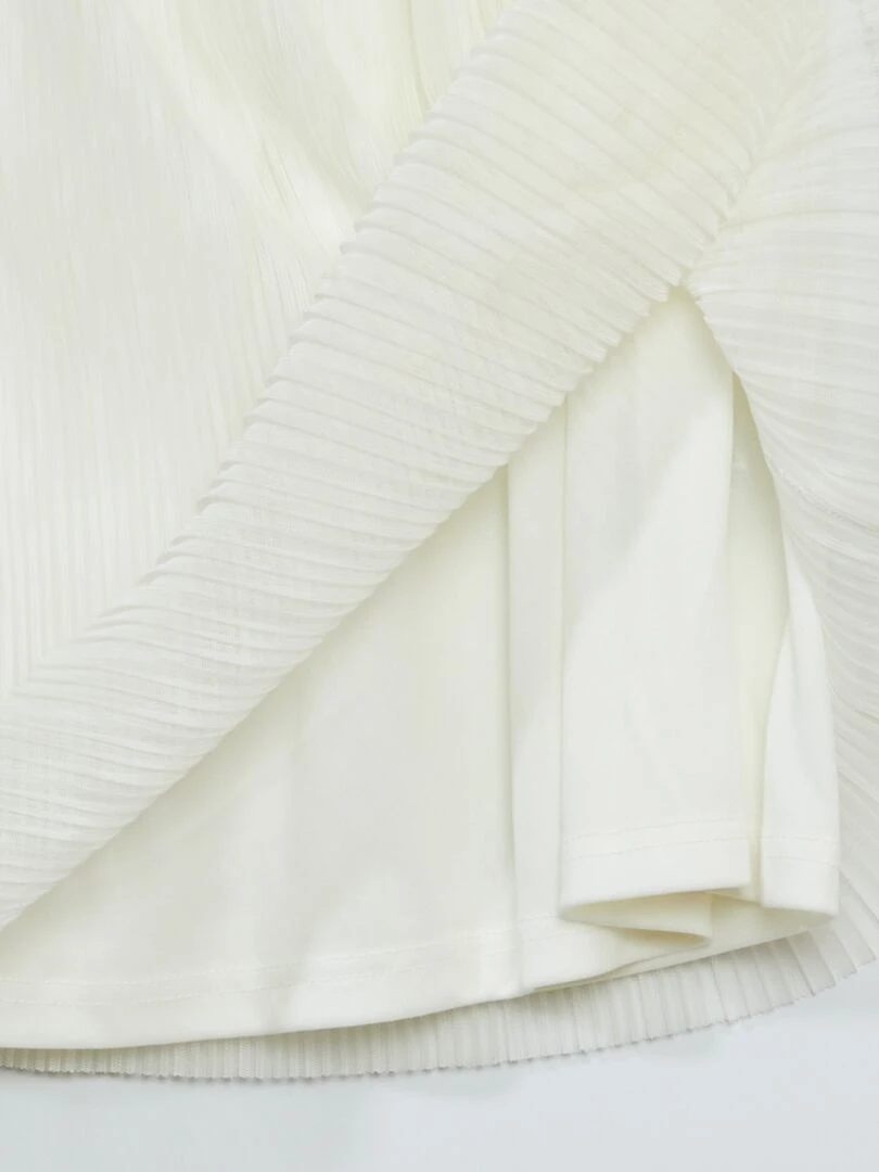 Jupe en tulle plissé et ceinture pailletée   blanc