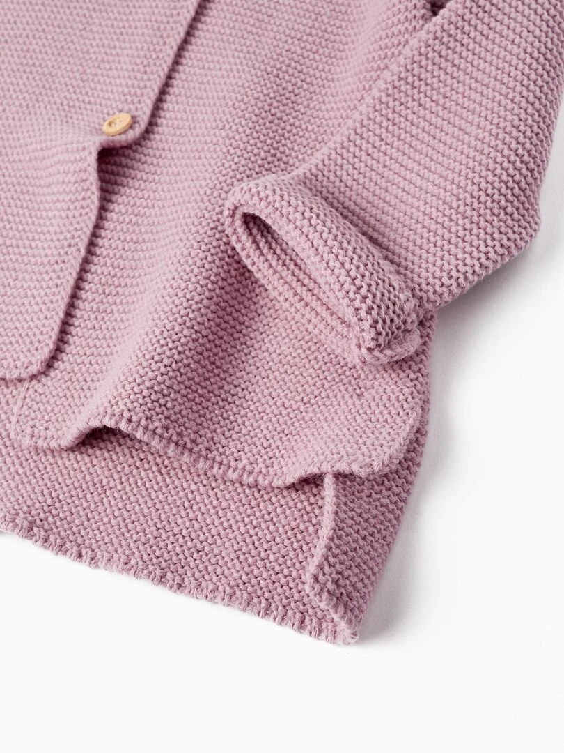 Manteau en Maille avec Capuche et Pompon pour Fille  SICILIAN DAYS   Rose foncé