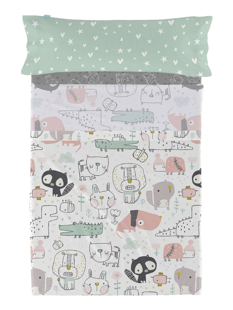 Parure de lit 2 pièces Best buddies "Happyfriday"   Blanc