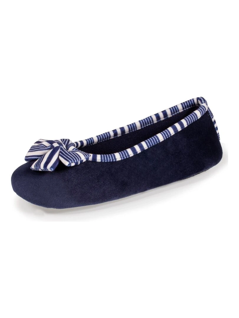 Chaussons ballerines Femme Marine Nœud rayé Bleu marine