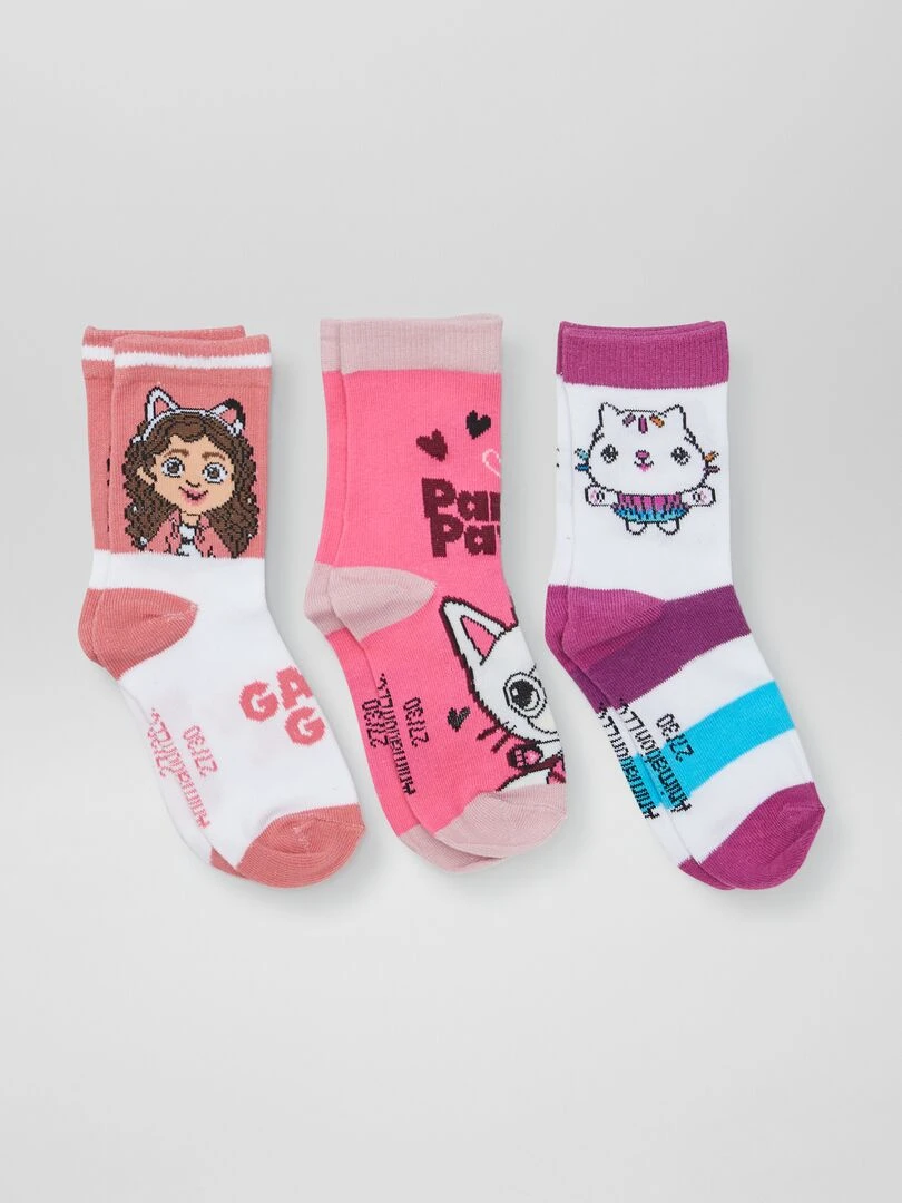 Lot de chaussettes 'Gabby et la maison magique' 3 paires Rose/violet