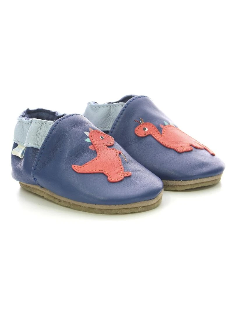 Chaussons Cuir Dino Time Bleu