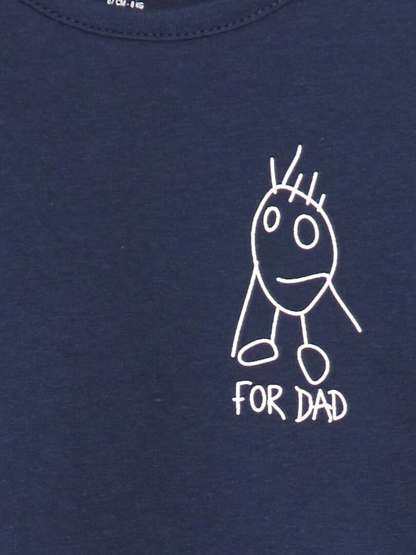 T shirt en coton à message   Marine