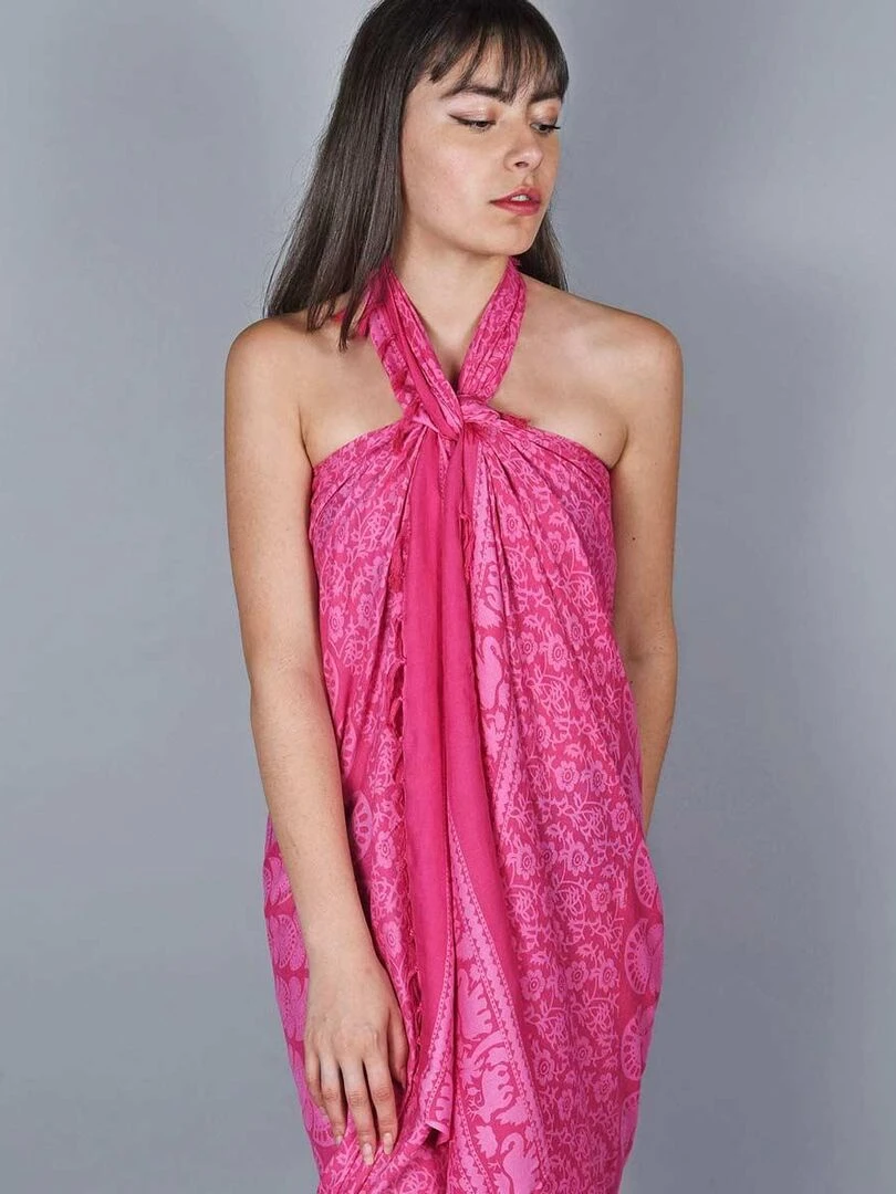 Paréo Batik Mandala Rose fushia