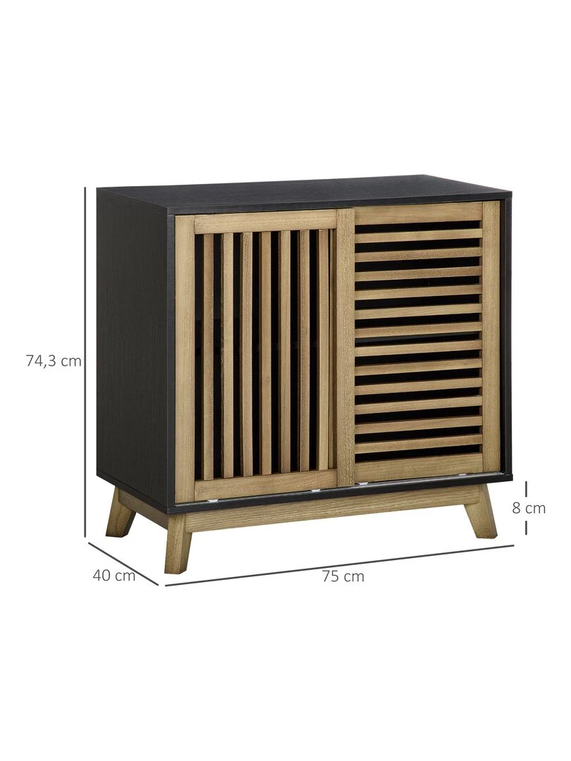 Meuble buffet de rangement avec portes coulissantes   Marron