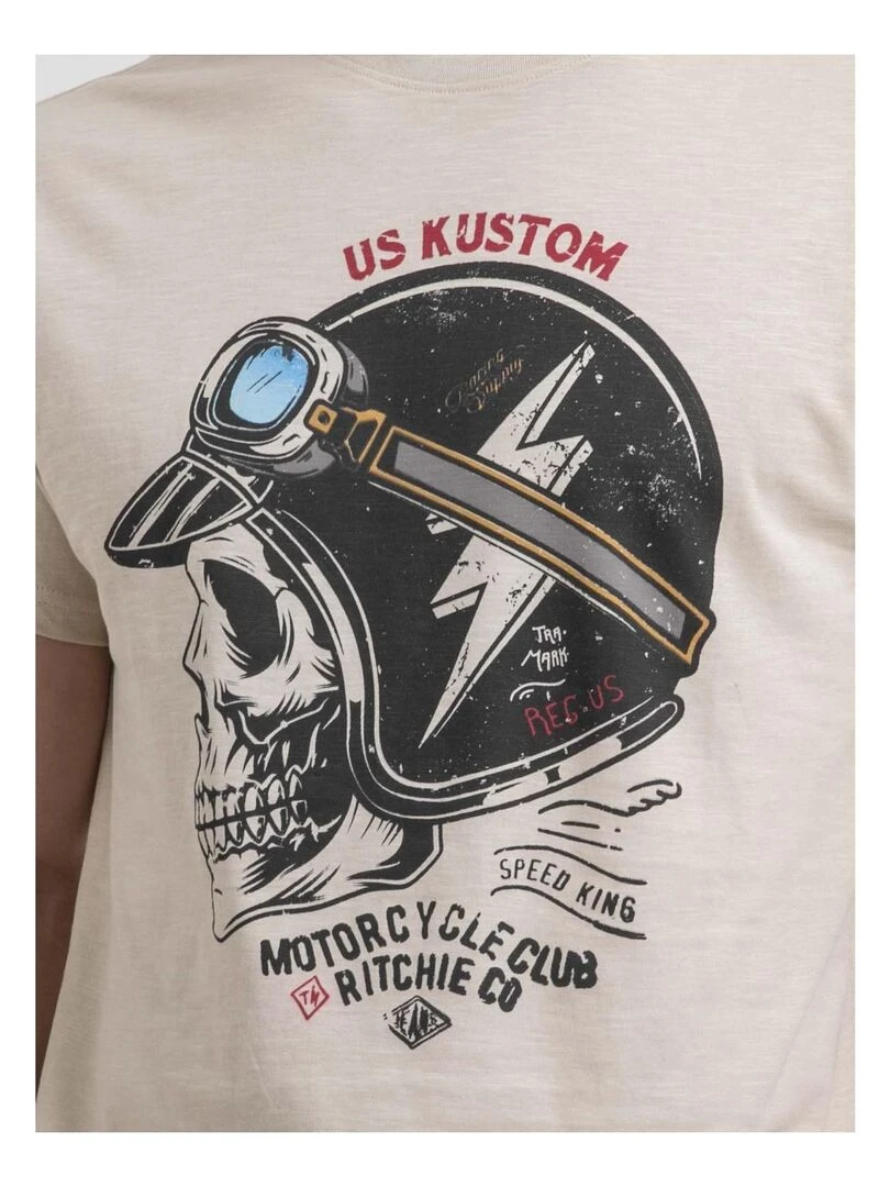 T shirt col rond pur coton NAPAMOX   Beige