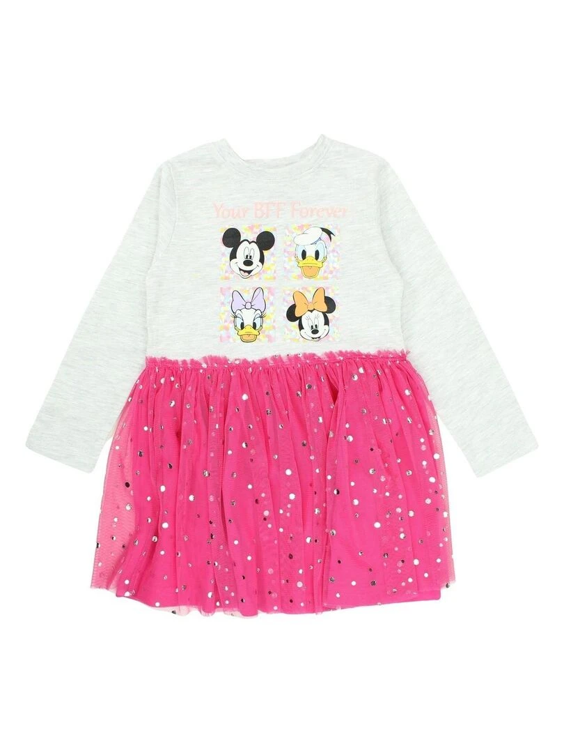 Disney Robe fille imprimé Minnie en coton Rose fushia