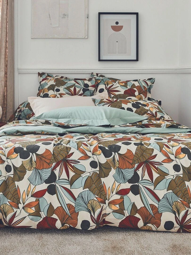 Parure de couette en percale de coton esprit nature Vert