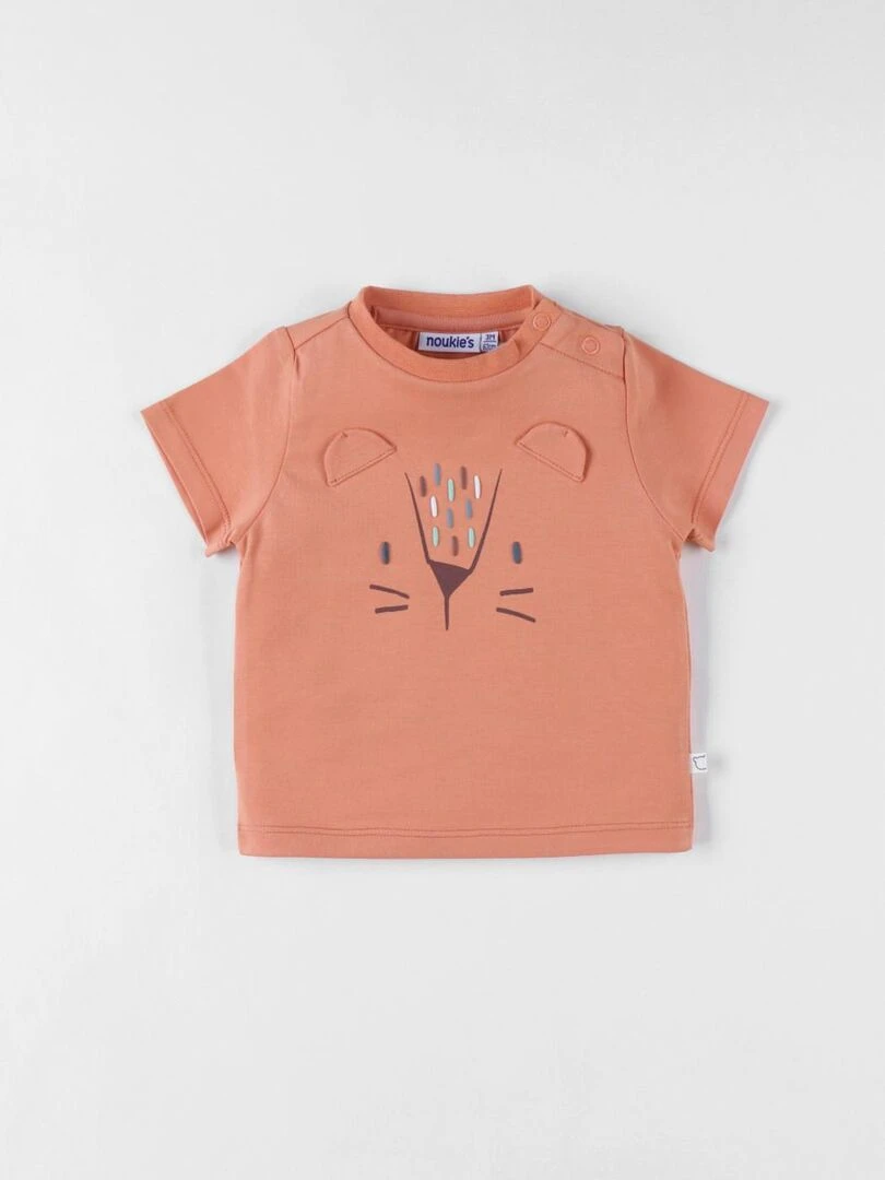 T shirt lion à courtes manches terracotta Noukie's Rouge