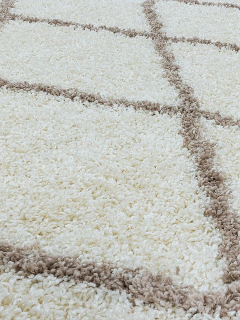 Tapis berbère style SHAGGY A OEKO TEX® Ecru