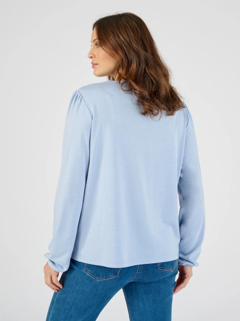 Tee shirt bi matière Thermolactyl   Damart   Bleu gris