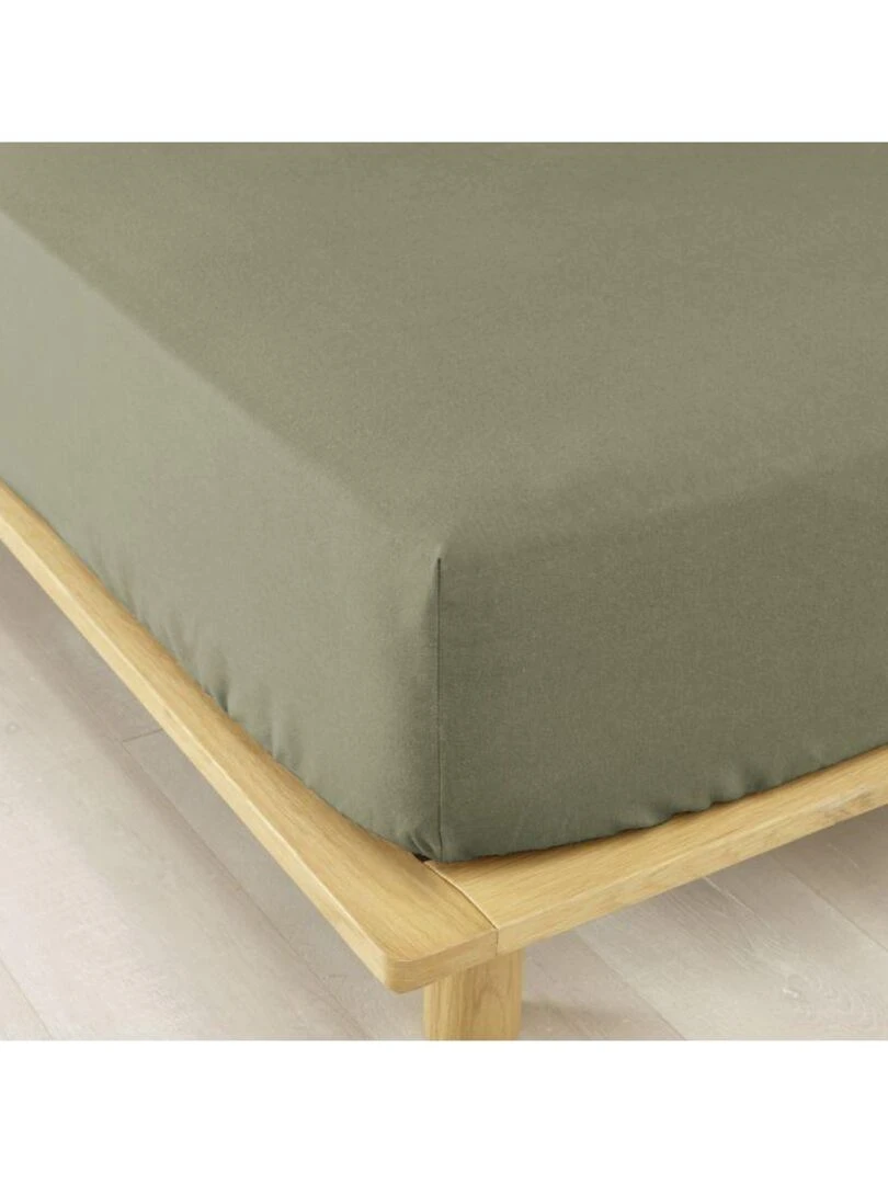 Drap housse en Flanelle de Coton Kaki