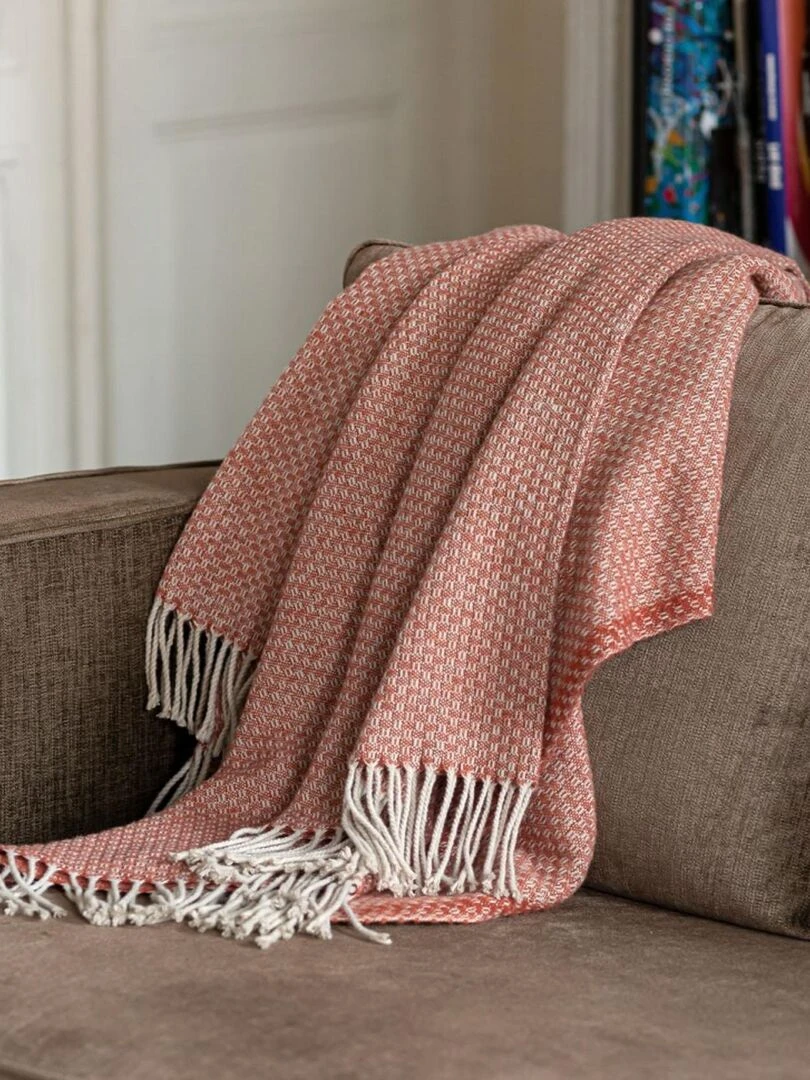 Plaid en mélange de matière Rose clair