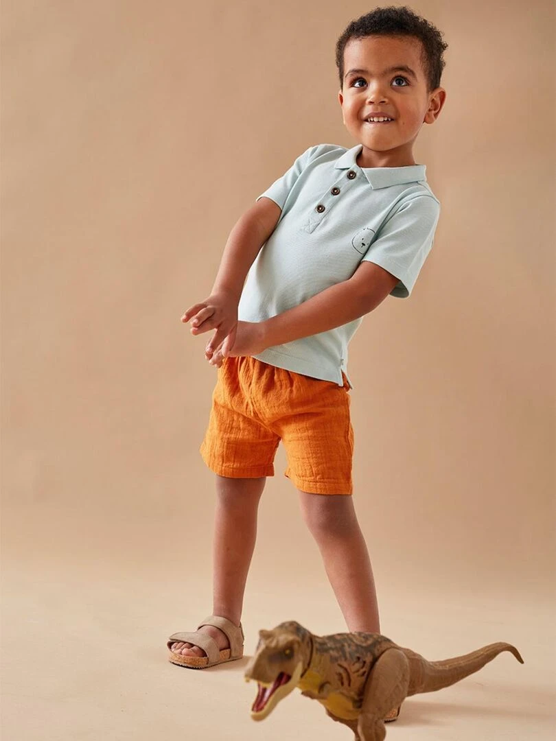 Set polo + short aqua/caramel Noukie's Vert