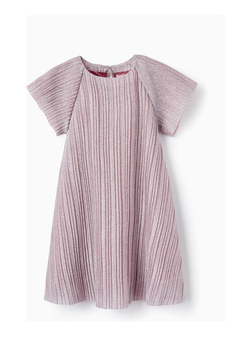 Robe Plissée et en Lurex pour Fille manches courtes LETS PARTY Bleu foncé