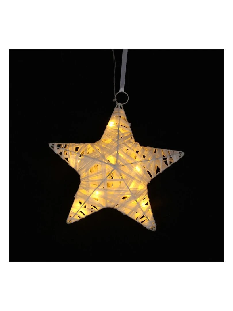 Suspension Etoile lumineuse en rafia Jaune