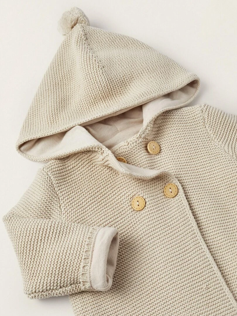Gilet en Maille avec Capuche pour Nouveau Né  SUNRISE BLISS   Gris clair