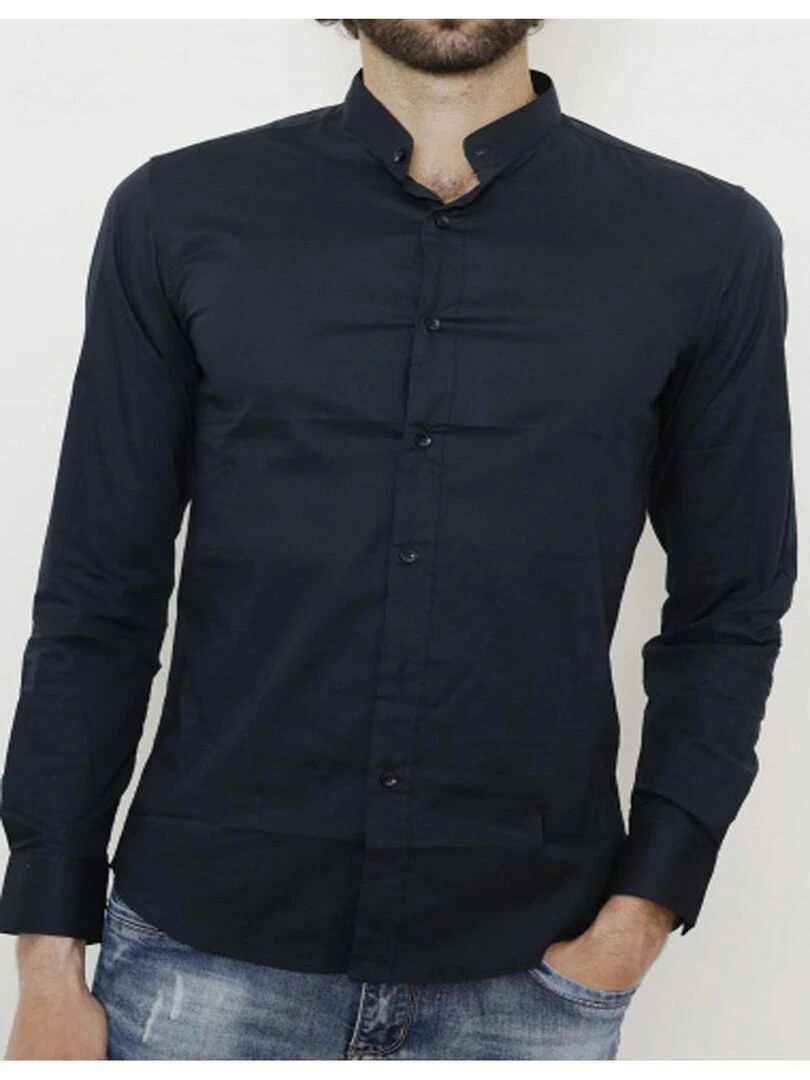 Chemise Col Mao Kebello Noir Noir