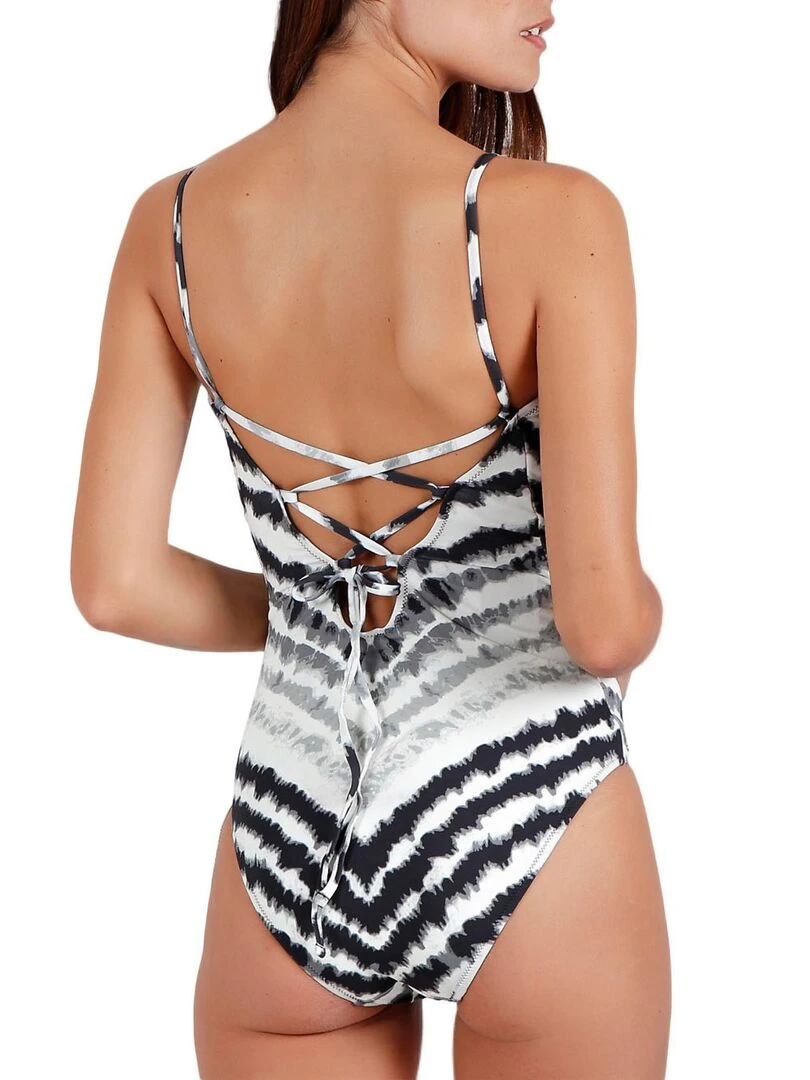 Maillot de bain 1 pièce Tie And Dye noir Noir