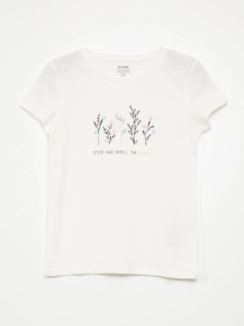 Lot de 3 t shirts imprimés Blanc/rose/bleu
