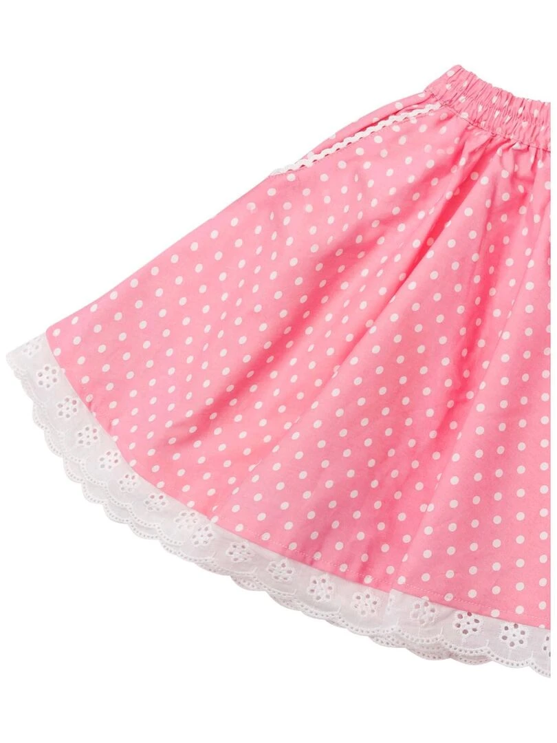 Jupe Qui Tourne Fille Rose à Pois Blancs CANCAN 'LA FAUTE A VOLTAIRE' Rose