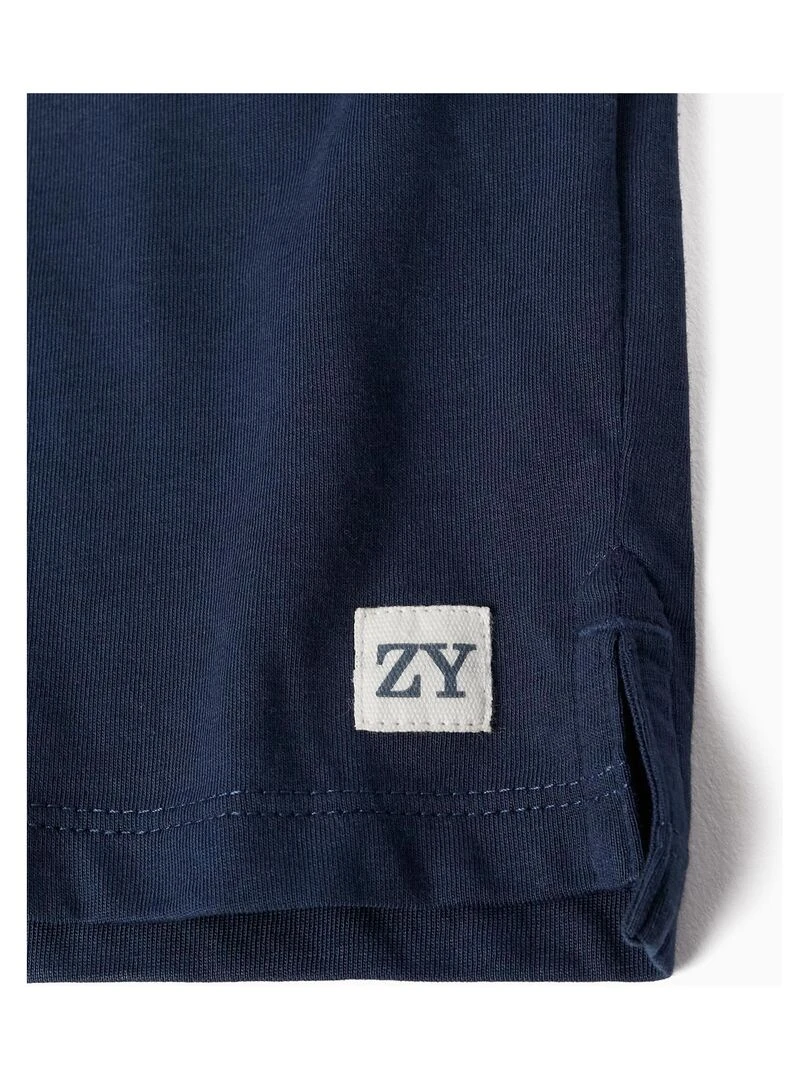 Polo à manches longues en coton pour garçon manches longues   Bleu foncé
