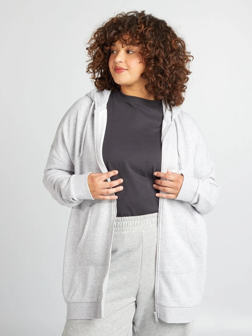 Sweat à capuche zippé Gris