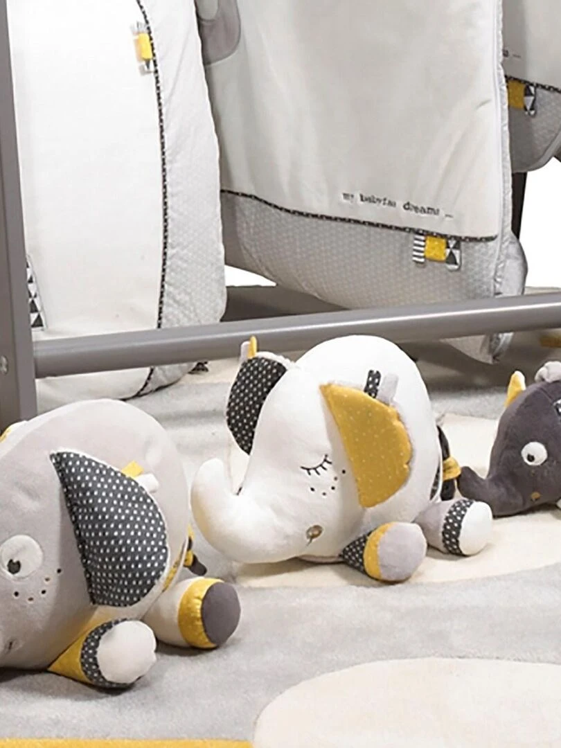 Doudou Eléphant en velours   SAUTHON   Blanc